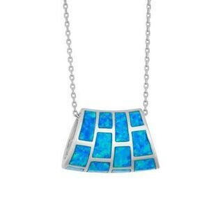 Blue Opal Inlay Slide Pendant 9.25 Sterling Silver